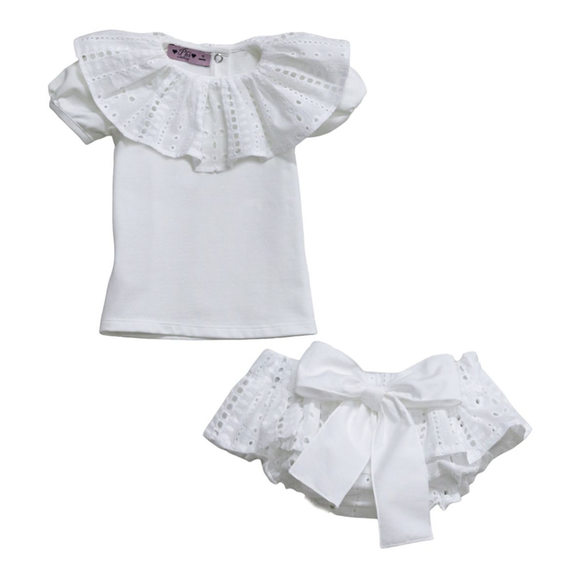 Picture of Phi White Top & Knicker Embroidered Set