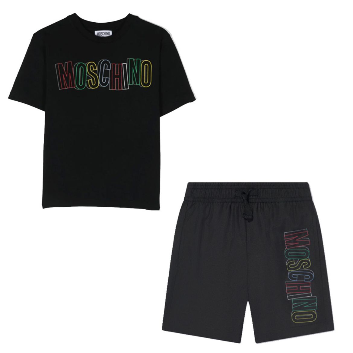 Picture of Moschino Boys Black T-shirt & Swim Short Set