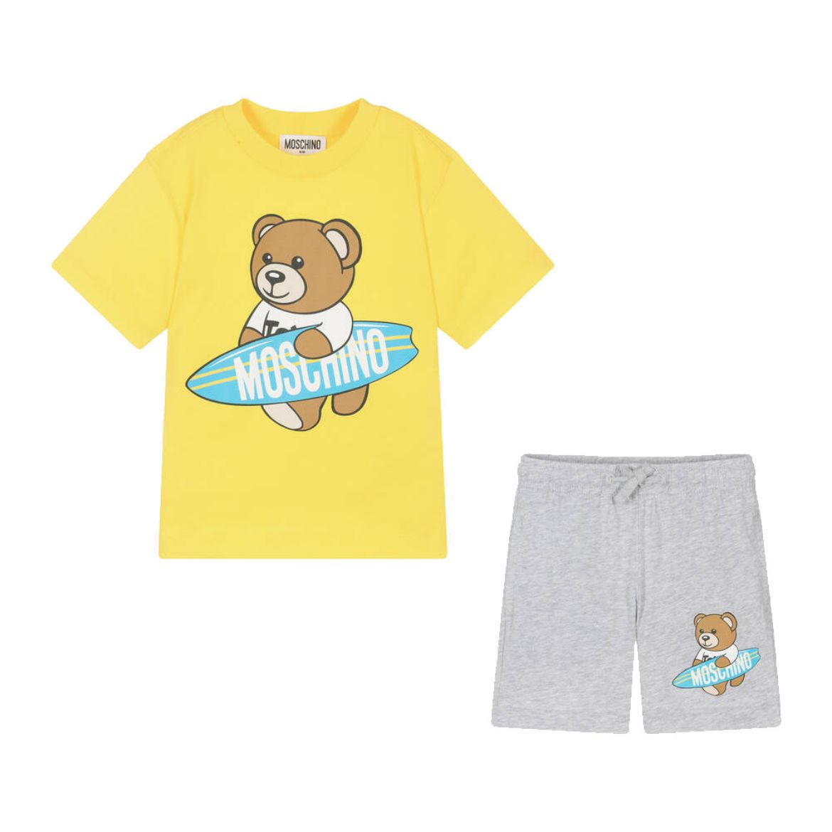 Picture of Moschino Boys Yellow T-shirt & Grey Short Set