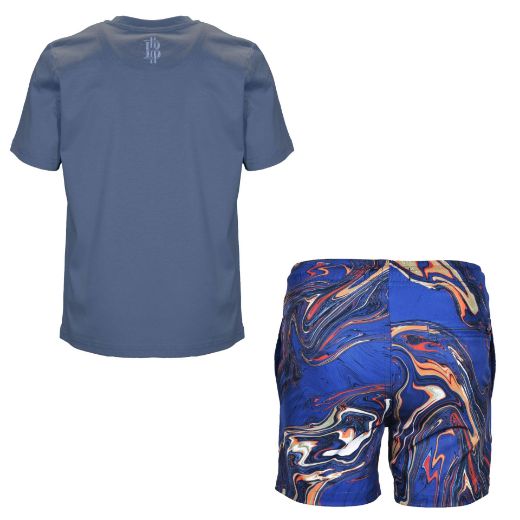 Picture of Moda Bandidos Boys Navy Oil Swim Short Set