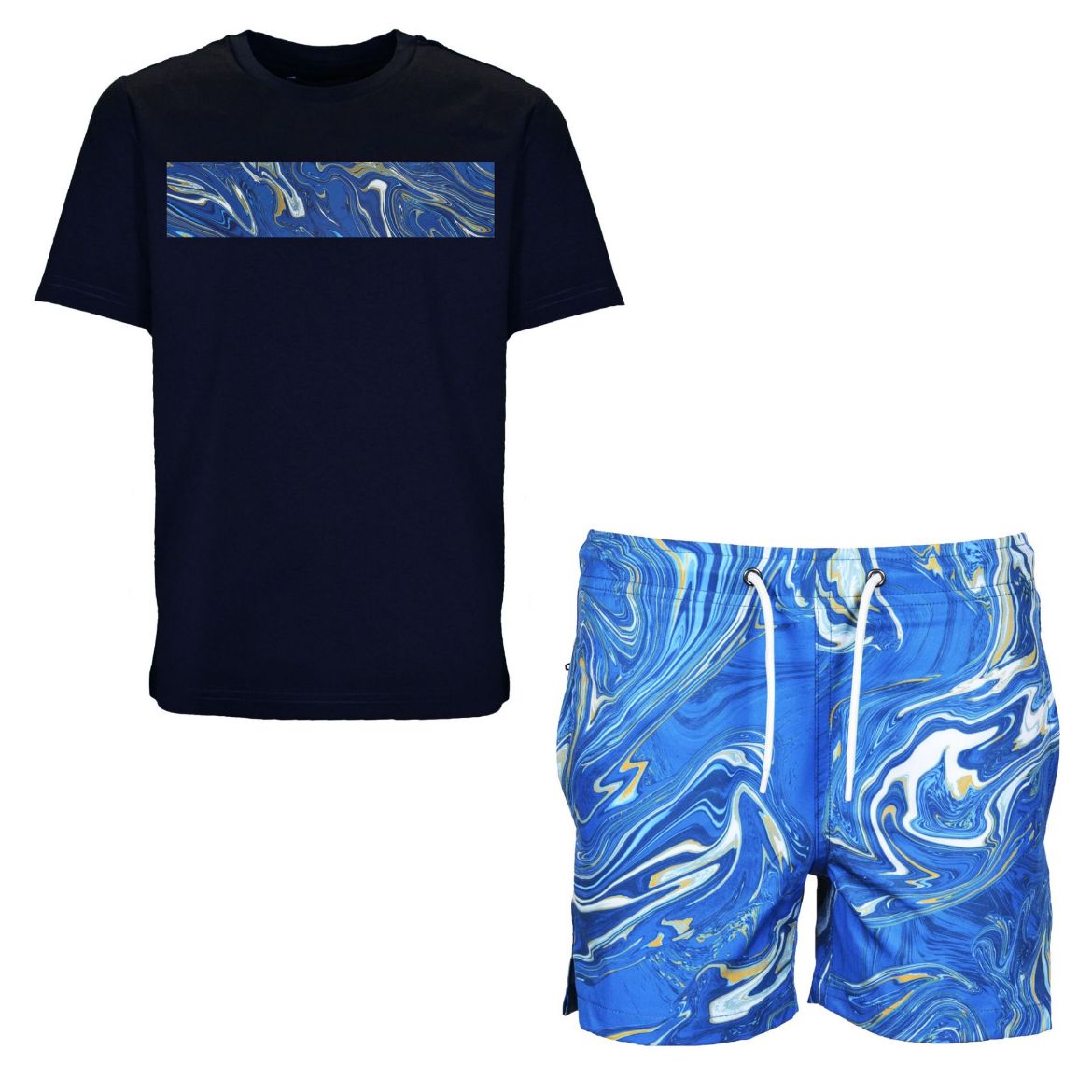 Picture of Moda Bandidos Boys Blue & Navy Oil Swim Short Set