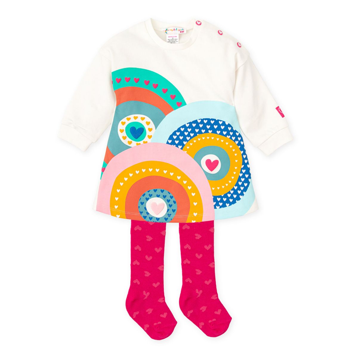 Picture of Agatha Ruiz De La Prada White Multi Coloured Dress with Tights
