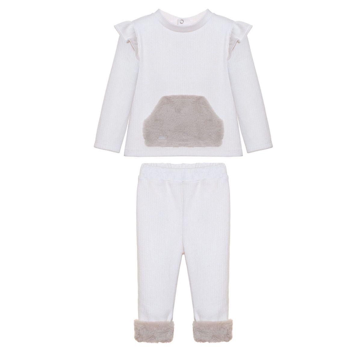 Picture of Patachou Girls Cream Faux Fur Tracksuit
