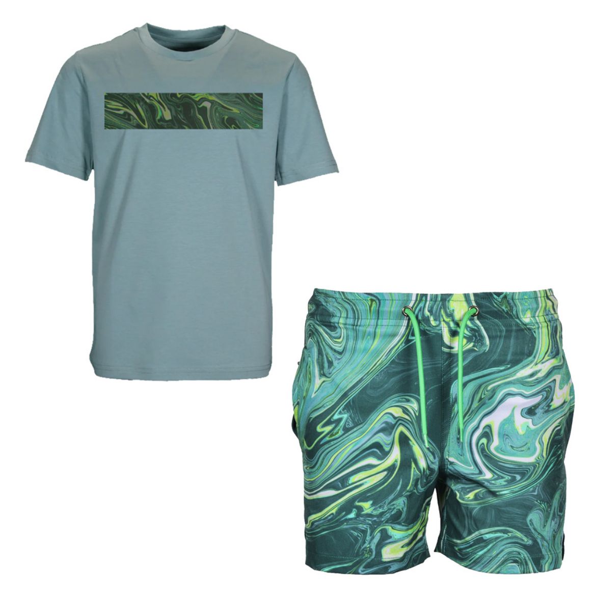 Picture of Moda Bandidos Boys Green Oil Swim Short Set