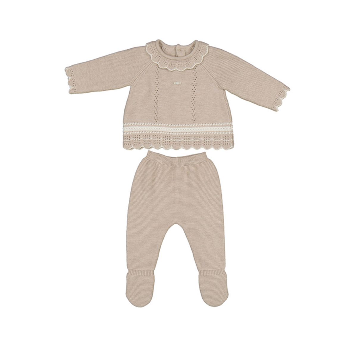 Picture of Mayoral Baby Girls Beige Knit Two Piece Set