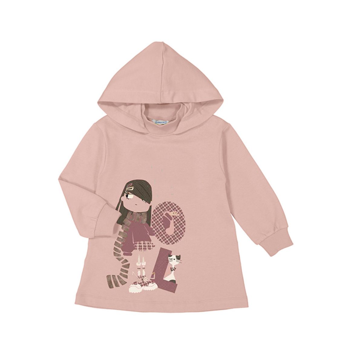 Picture of Mayoral Girls Pink Hooded Dress