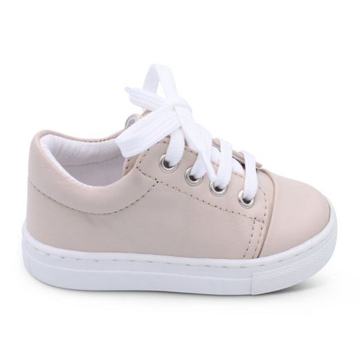 Picture of Borboleta Boys Santiago Nude Leather Trainers