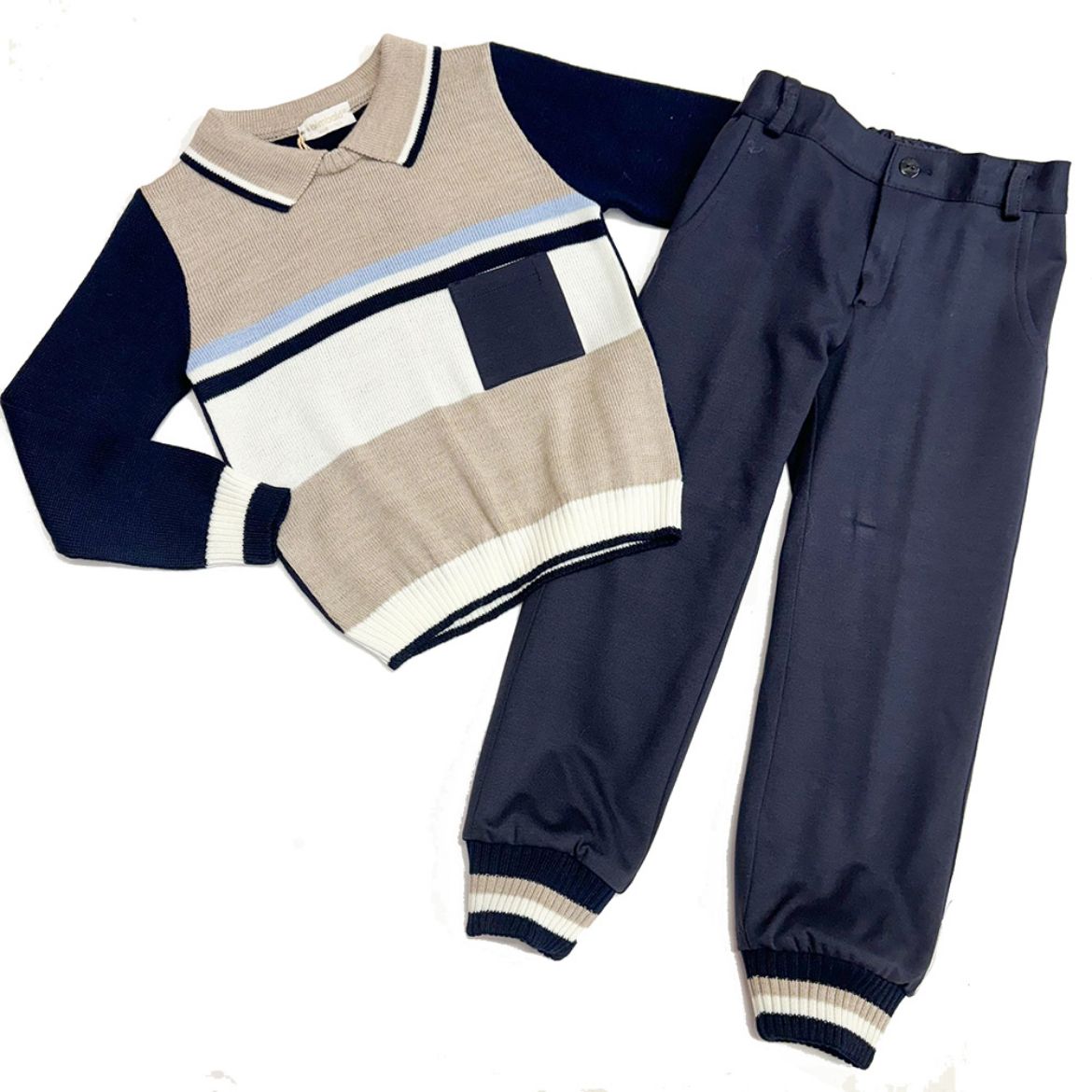 Picture of Bimbalo Boys Navy Knitted Two Piece Set