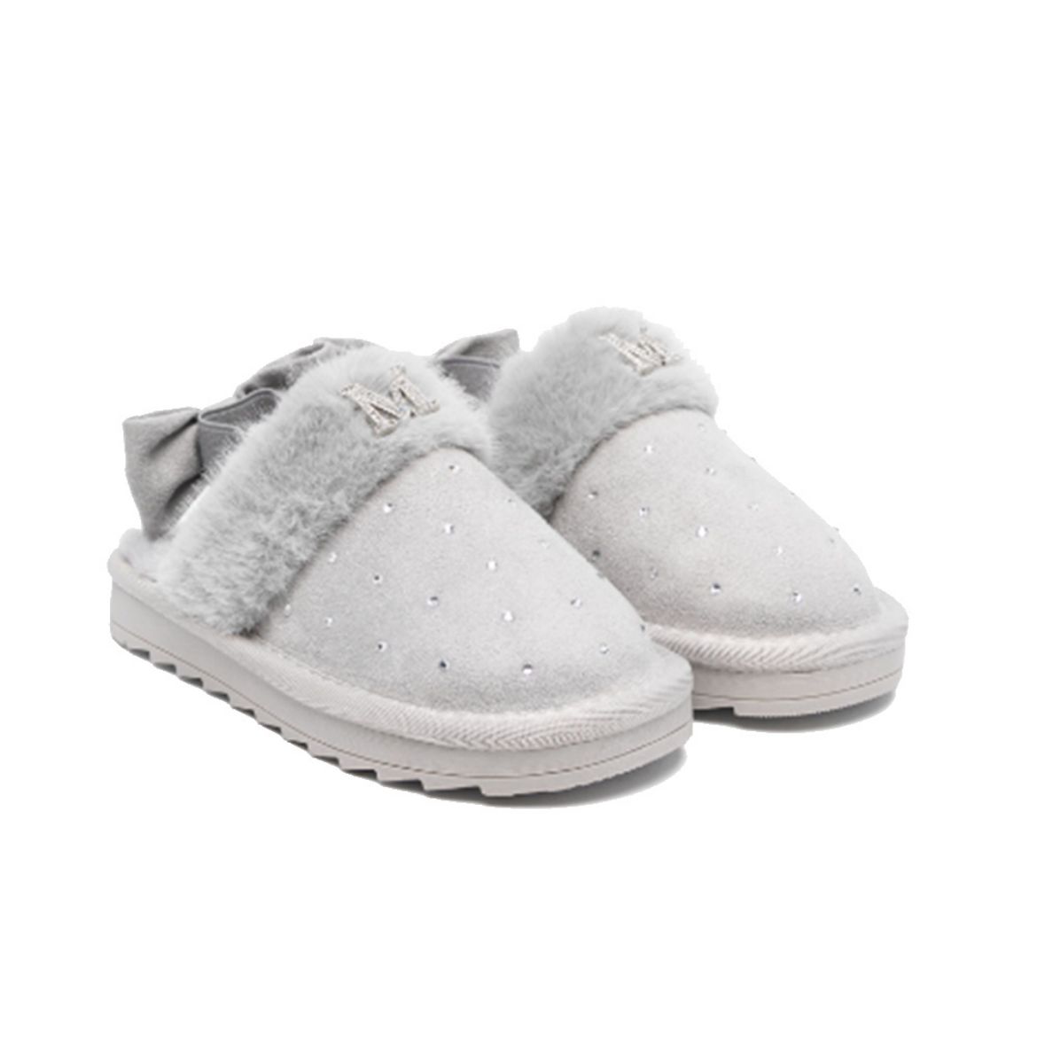 Picture of Monnalisa Grey Fur Slip On Shoes