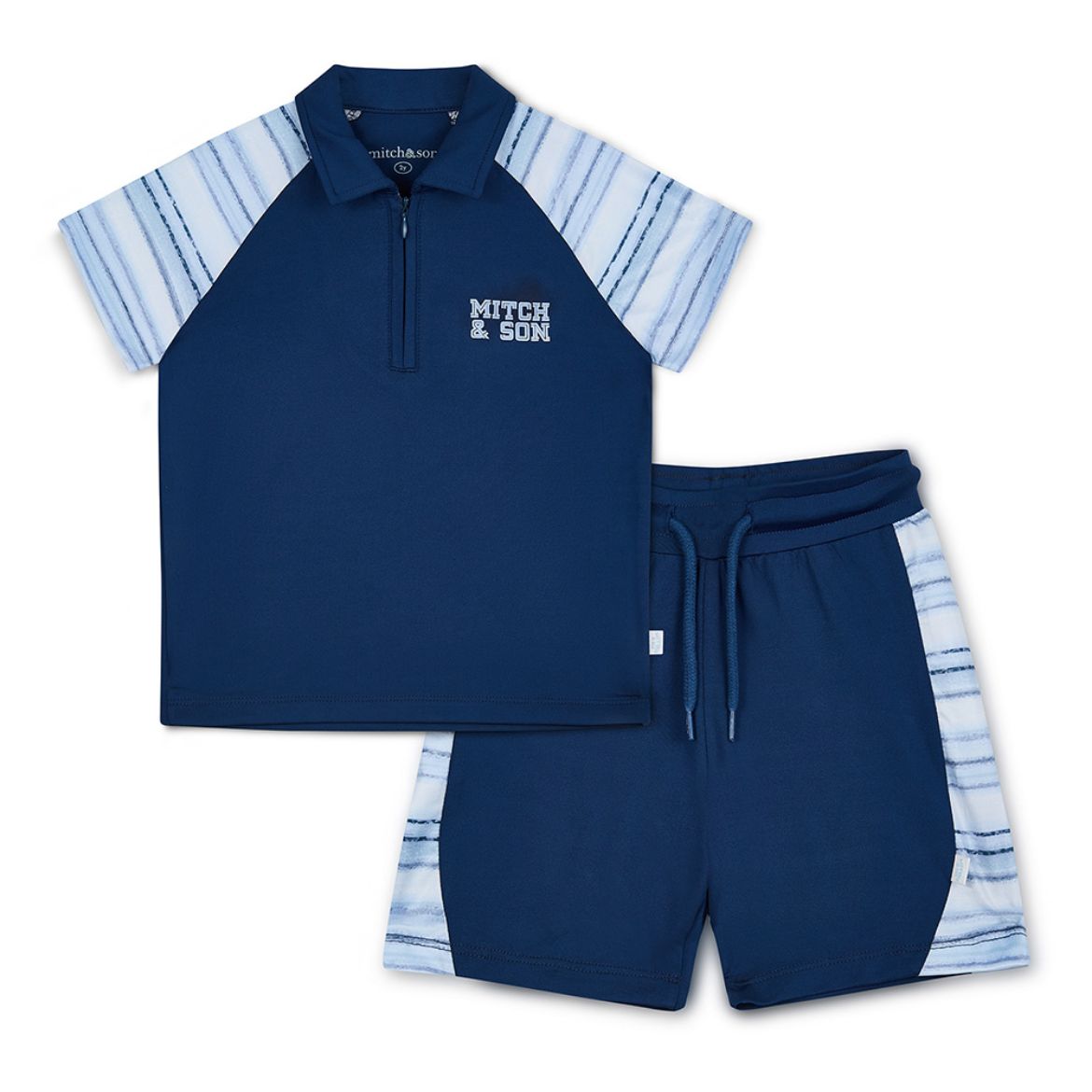 Picture of Mitch & Son Flynn Navy Stripe Polo Short Set