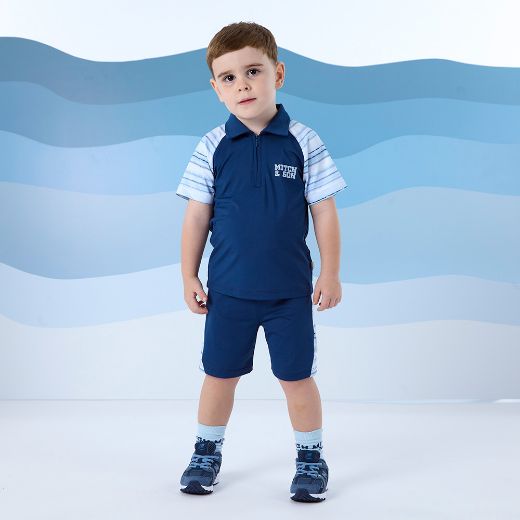 Picture of Mitch & Son Flynn Navy Stripe Polo Short Set