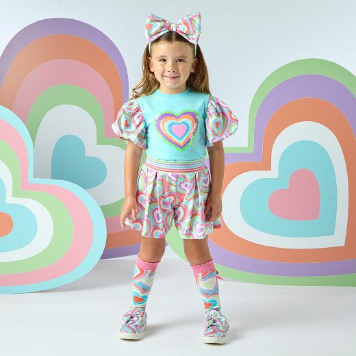 Picture of A Dee Emma Turquoise Heart Print Short Set