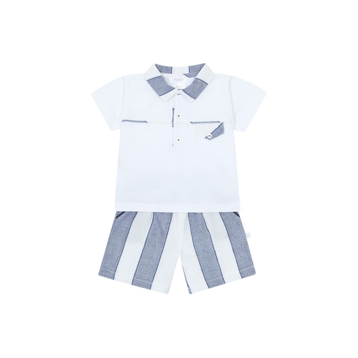 Picture of Deolinda Boys Blue Stripe Polo & Short Set