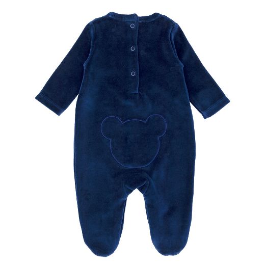 Picture of Blues Baby Navy Velour Teddy Babygrow