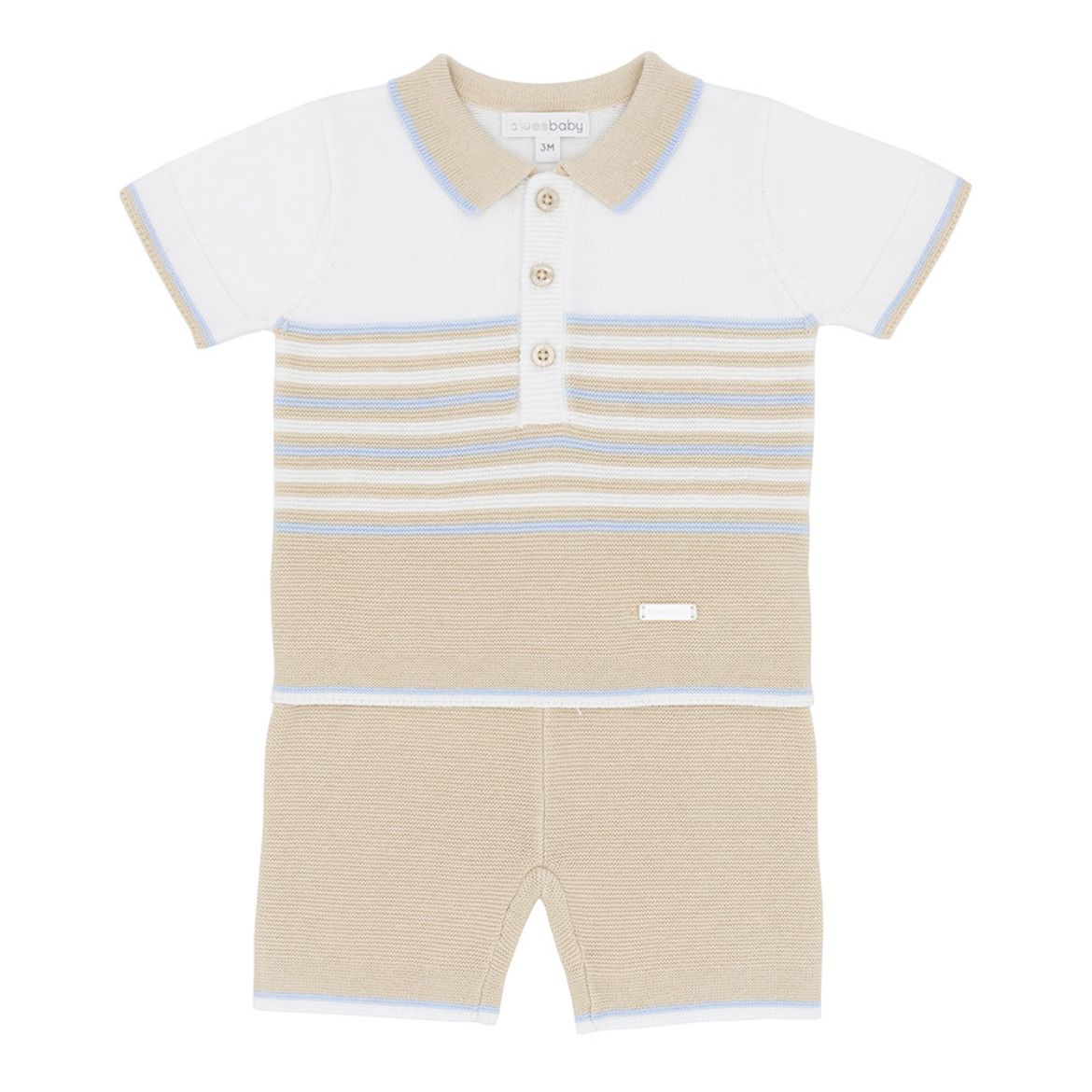 Picture of Blues Baby Boys Knitted Beige & White Short Set
