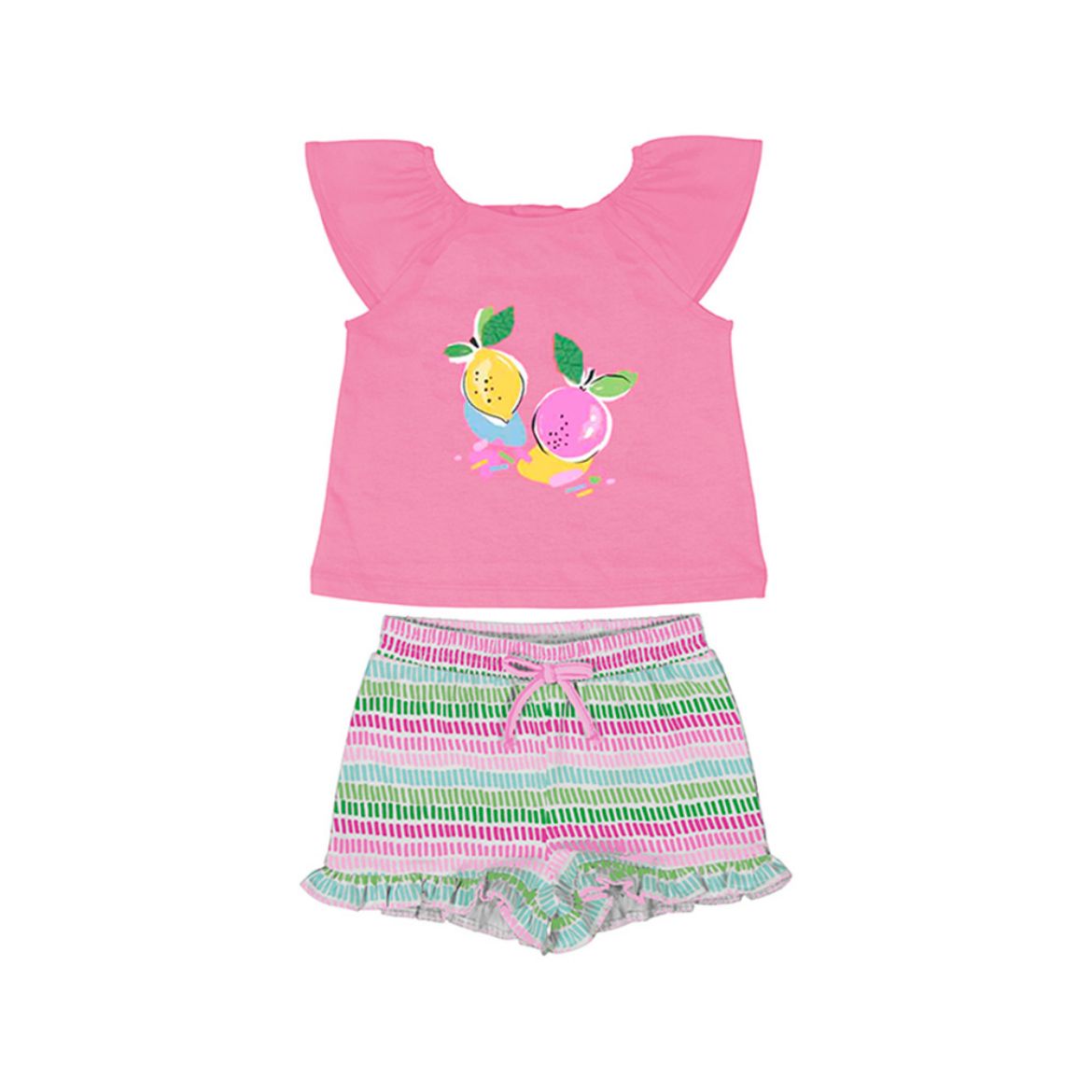Picture of Mayoral Baby Girl Pink Fruit Striped Short Set