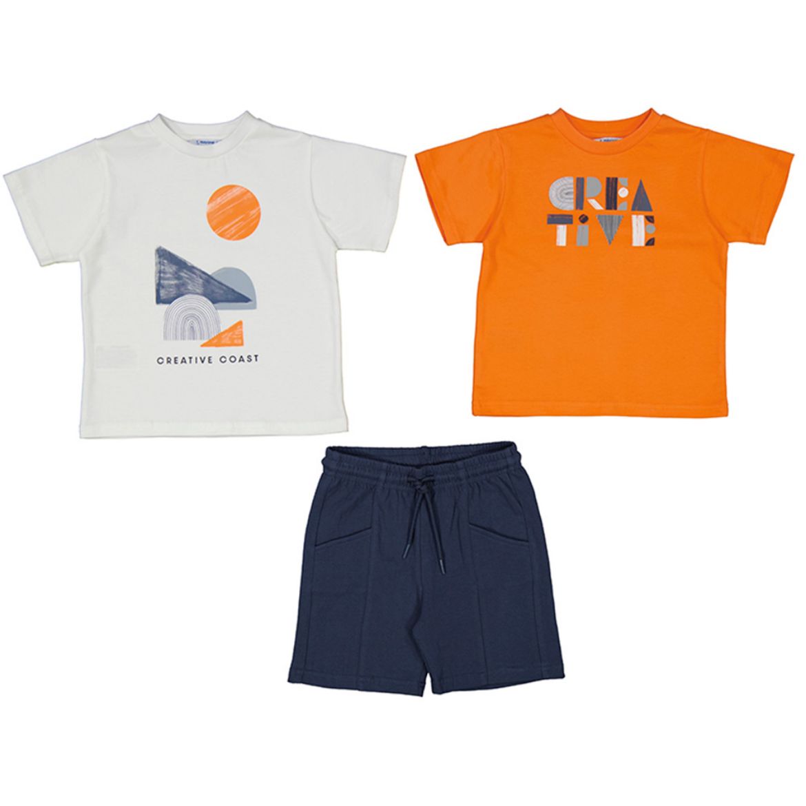 Picture of Mayoral Boys Orange & Navy Shape Short Set
