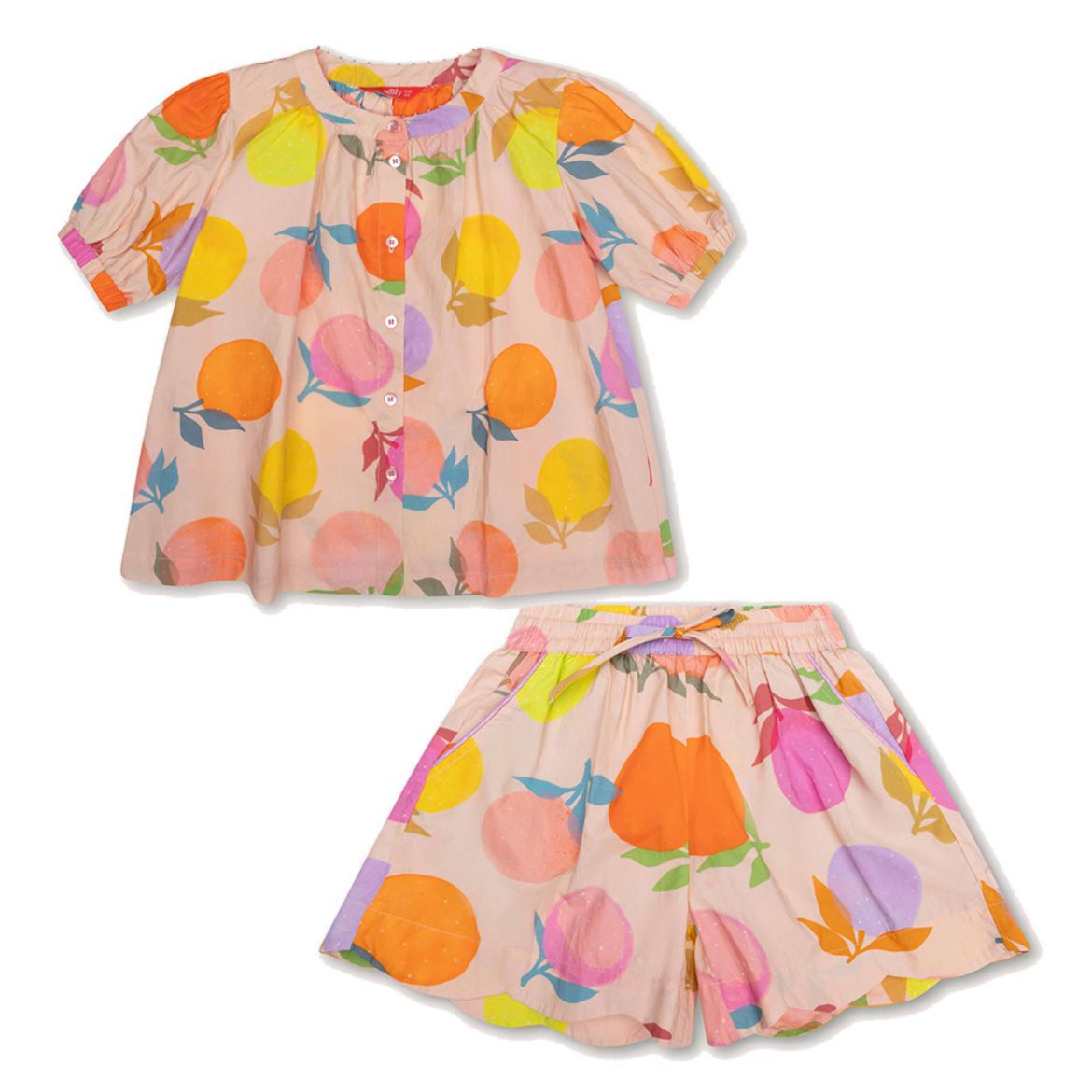 Picture of Oilily Girls Pink Beso Shirt & Pink Pomme Shorts Set