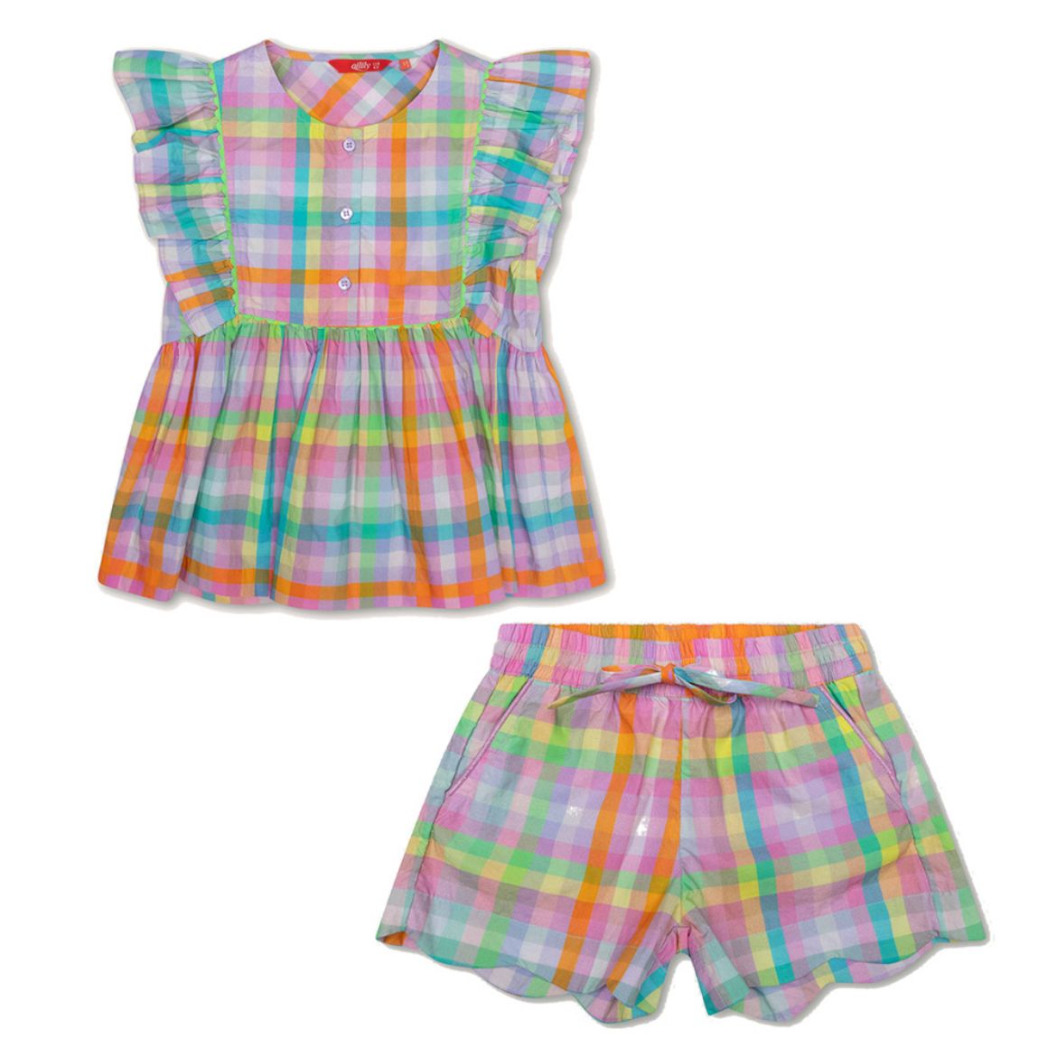 Picture of Oilily Girls Checked Bajour Shirt & Pomme Shorts