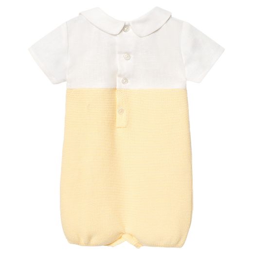Picture of Paz Rodriguez Baby Boys Lemon & White Knitted Short Romper