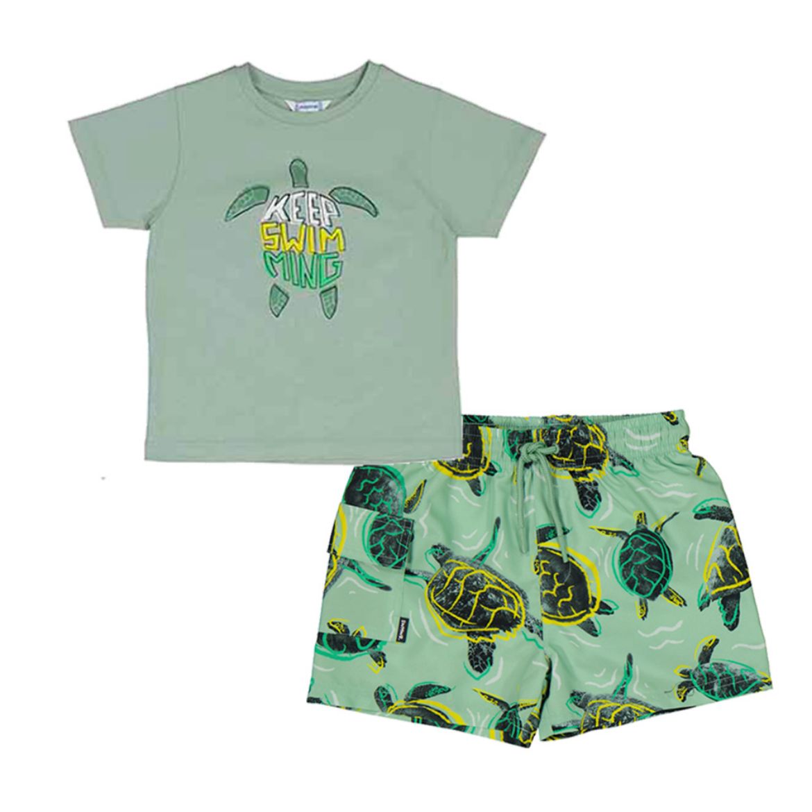 Picture of Mayoral Boys Green Turtle Swim Shorts Set