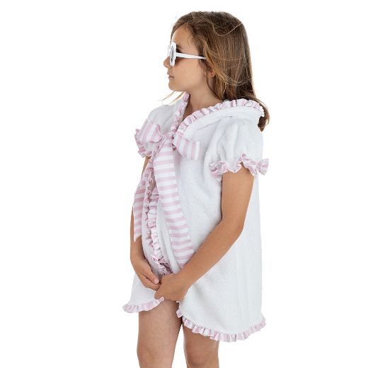 Picture of Meia Pata Girls Pink Stripe Towel Cover Up