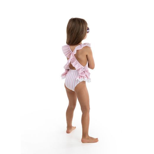 Picture of Meia Pata Girls Pink Stripe Salerno Swimsuit