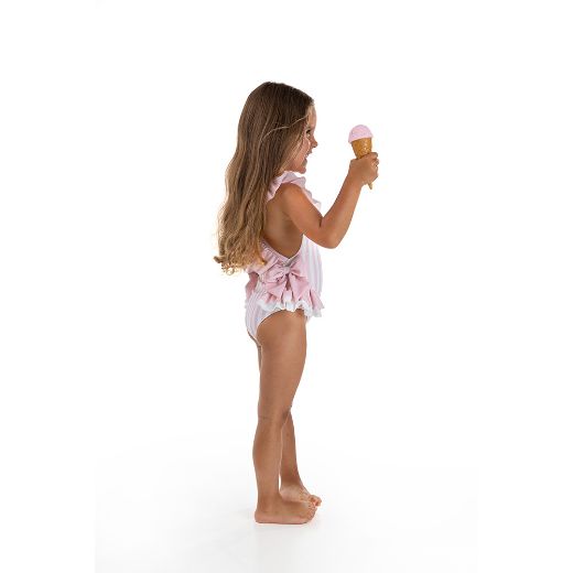Picture of Meia Pata Girls Pink Stripe Salerno Swimsuit