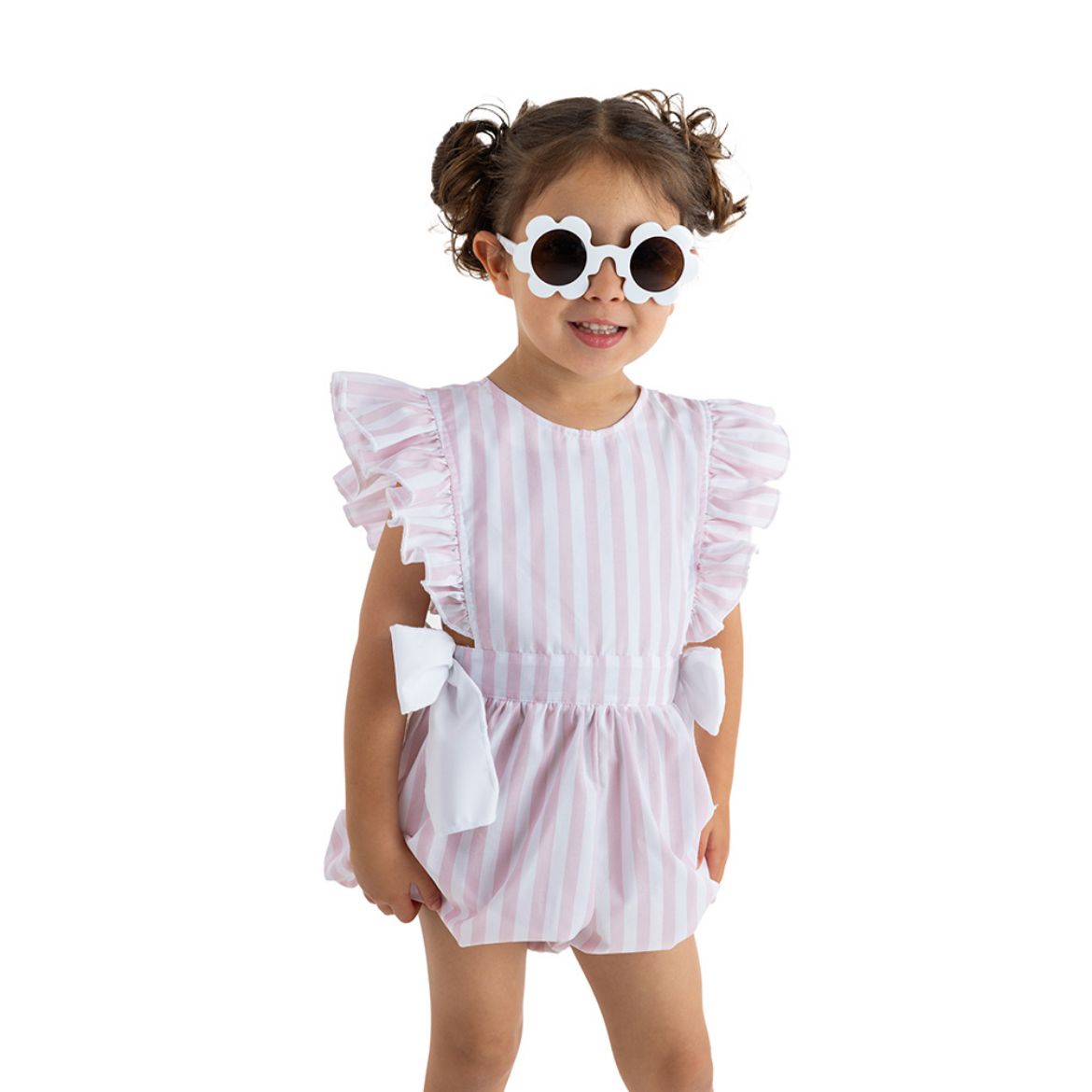 Picture of Meia Pata Girls Pink Stripe Jumpsuit