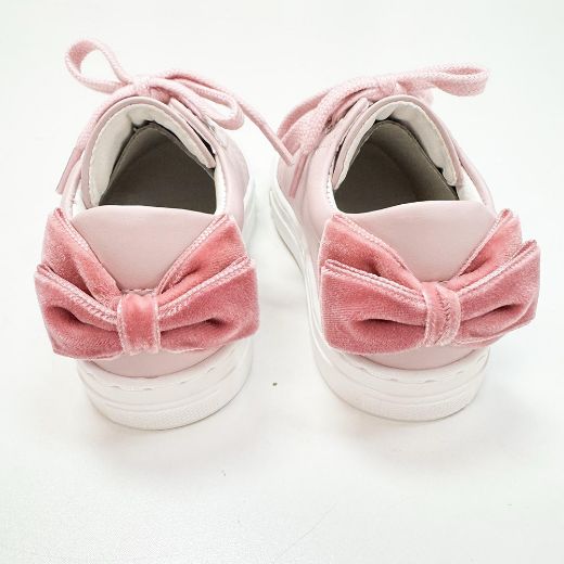 Picture of Borboleta Girls Sara Pink Trainers with Velvet Bow