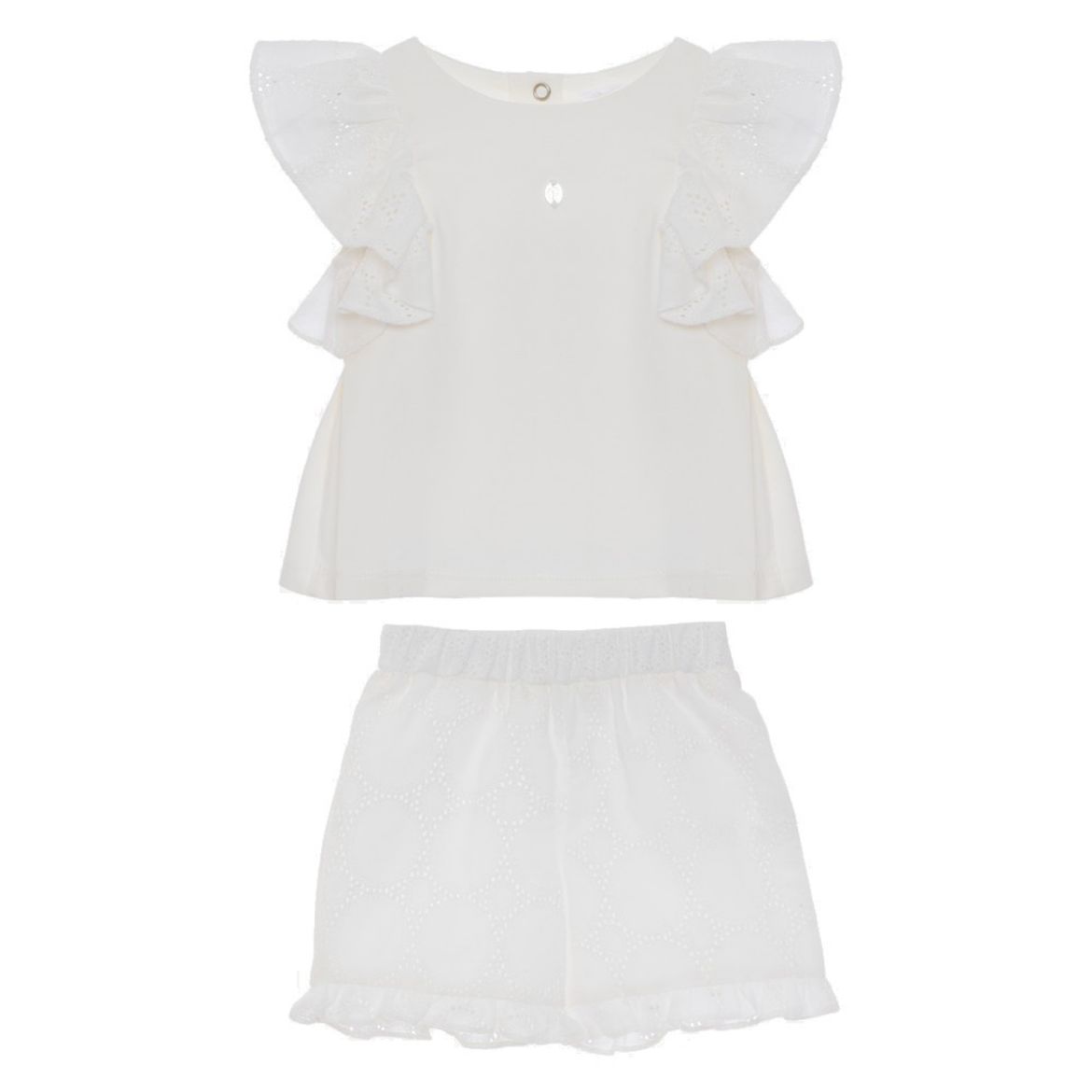 Picture of Patachou Girls Cream Embroidery Short Set