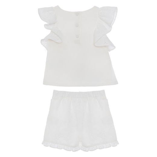 Picture of Patachou Girls Cream Embroidery Short Set
