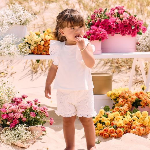 Picture of Patachou Girls Cream Embroidery Short Set