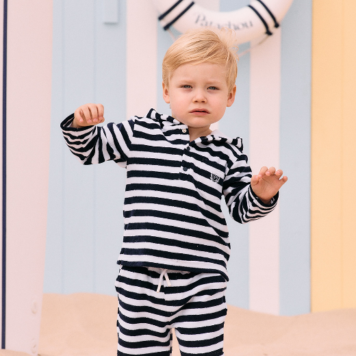 Picture of Patachou Boys Navy & White Striped Towelling Short Set