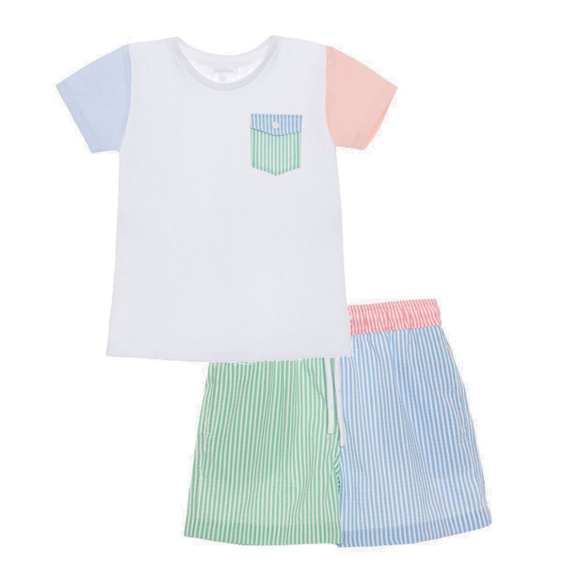 Picture of Patachou Boys Striped Top & Swimshort Set