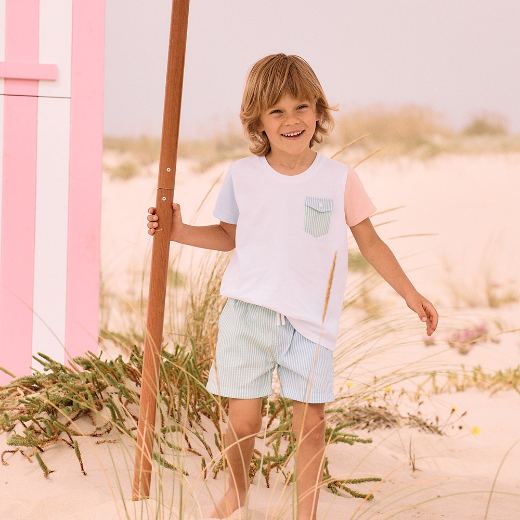 Picture of Patachou Boys Striped Top & Swimshort Set