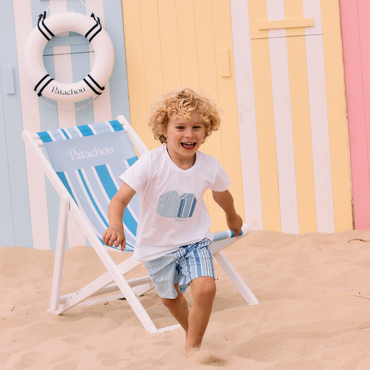 Picture of Patachou Boys Blue Striped Top & Swimshort Set