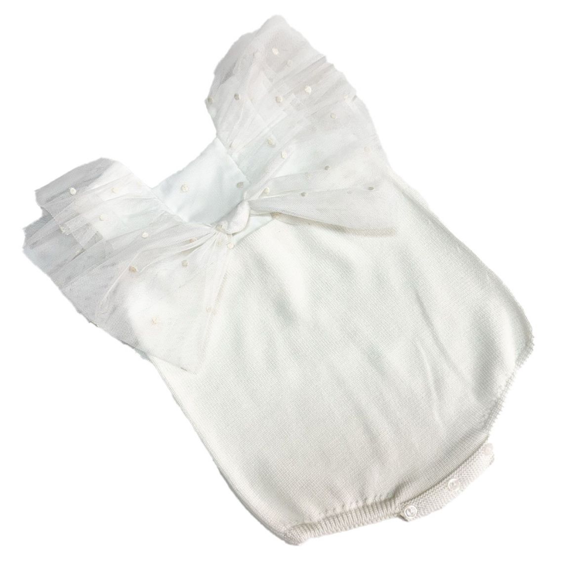Picture of Granlei Girls Cream Spotty Knitted Romper