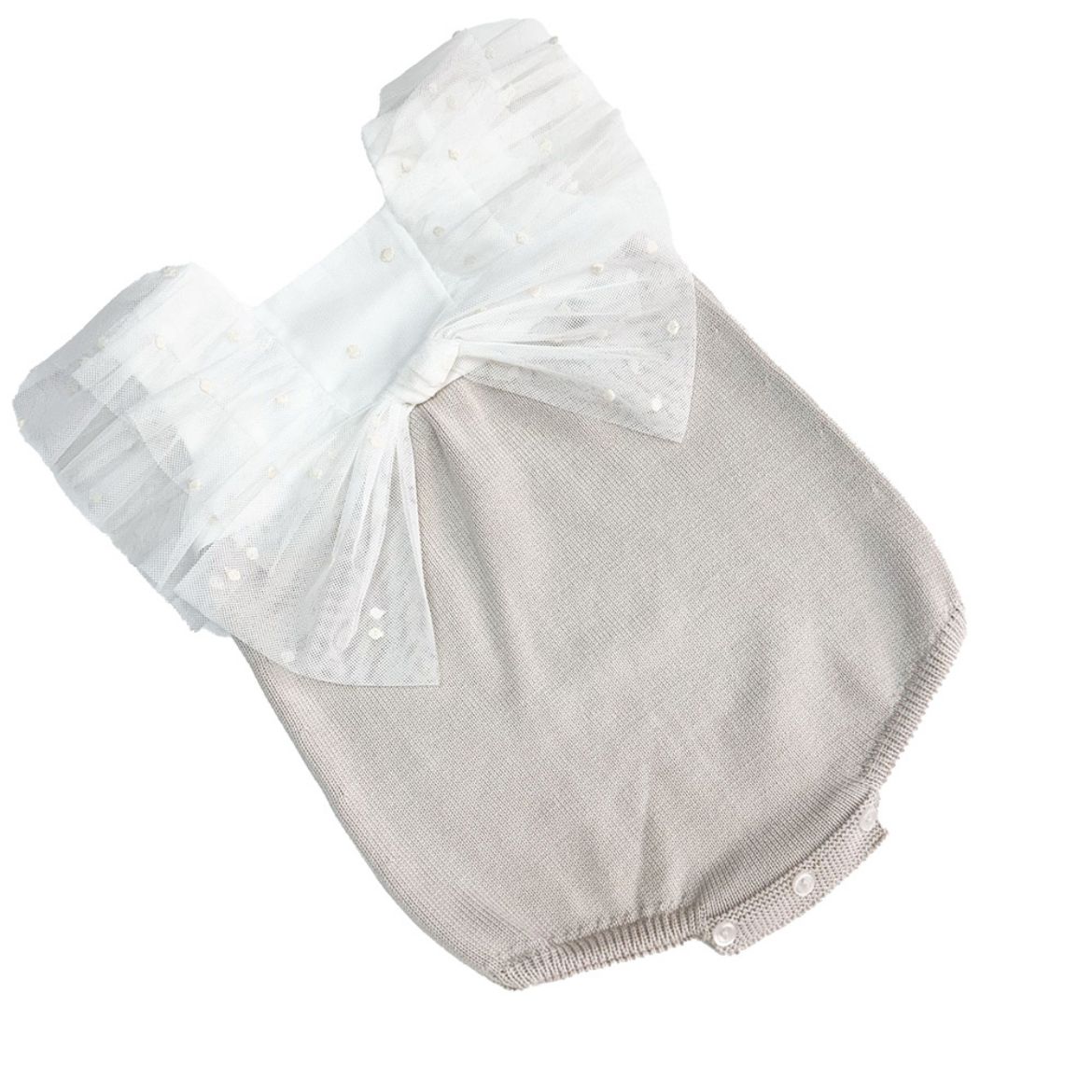 Picture of Granlei Girls Beige Spotty Knitted Romper