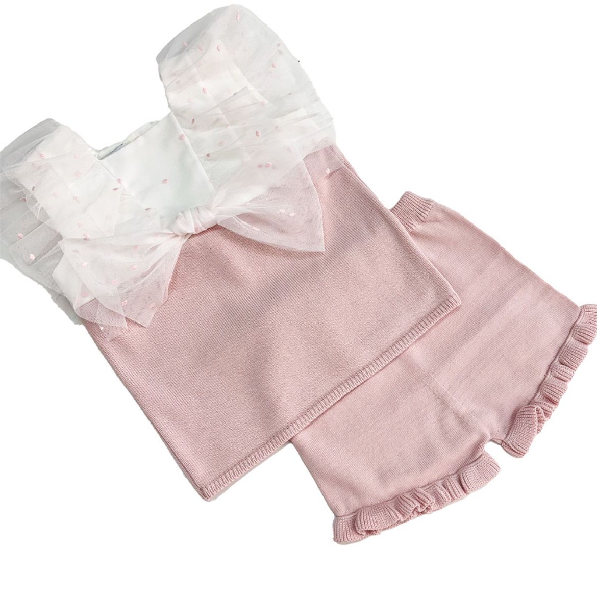 Picture of Granlei Girls Pink Spotty Knitted Short Set