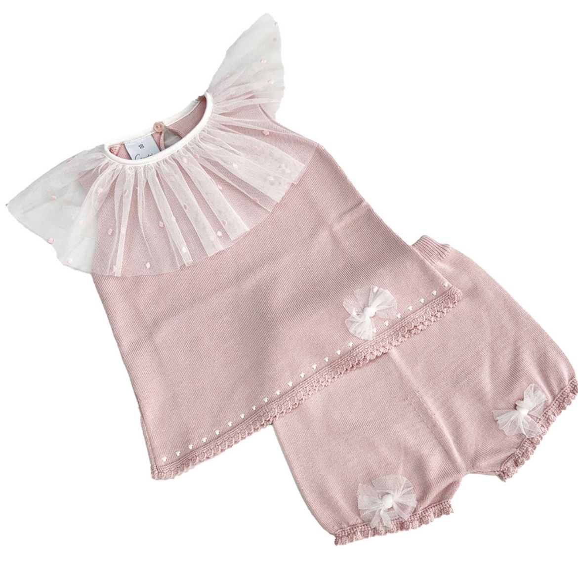 Picture of Granlei Girls Pink Knitted Top & Shorts Set