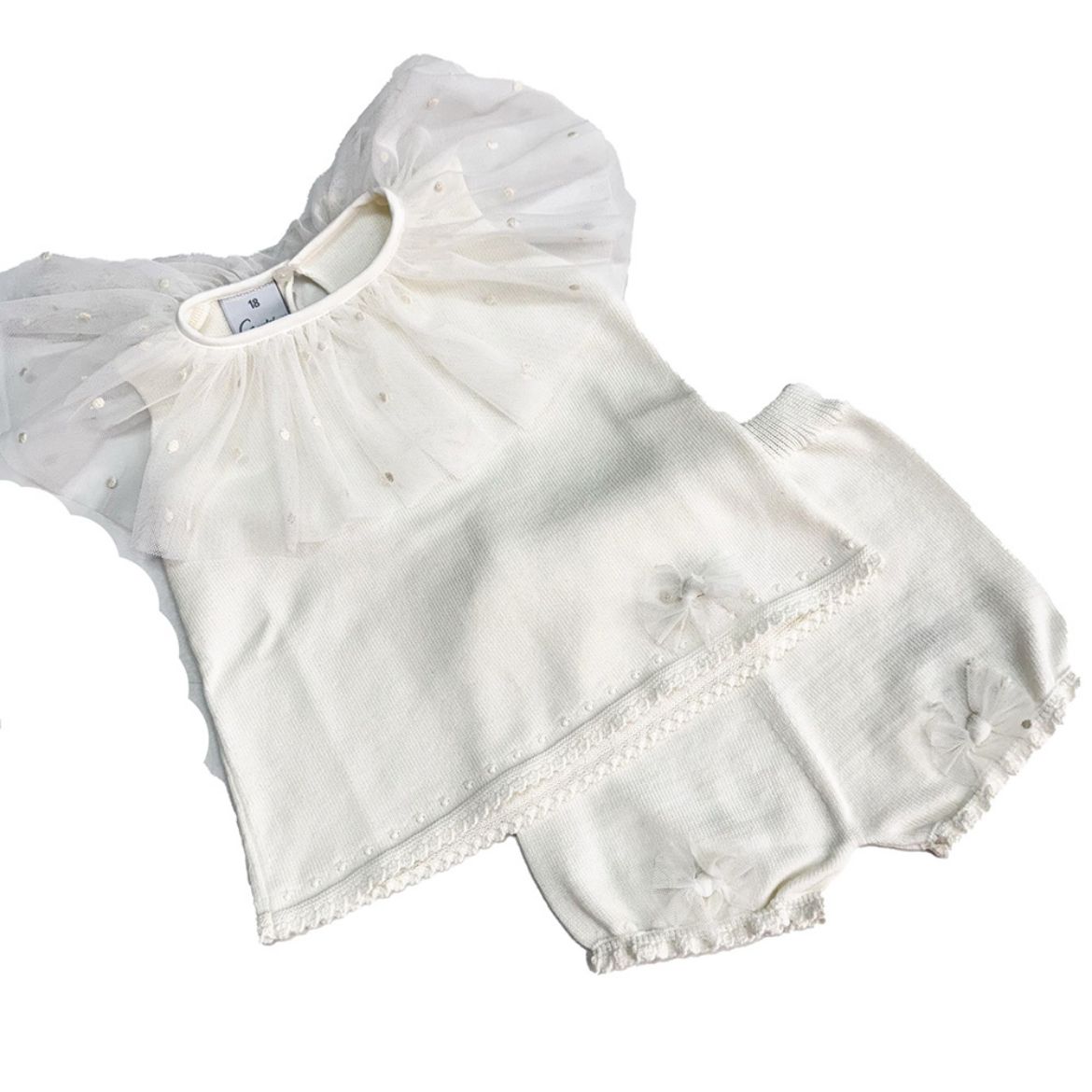 Picture of Granlei Girls Cream Knitted Top & Short Set