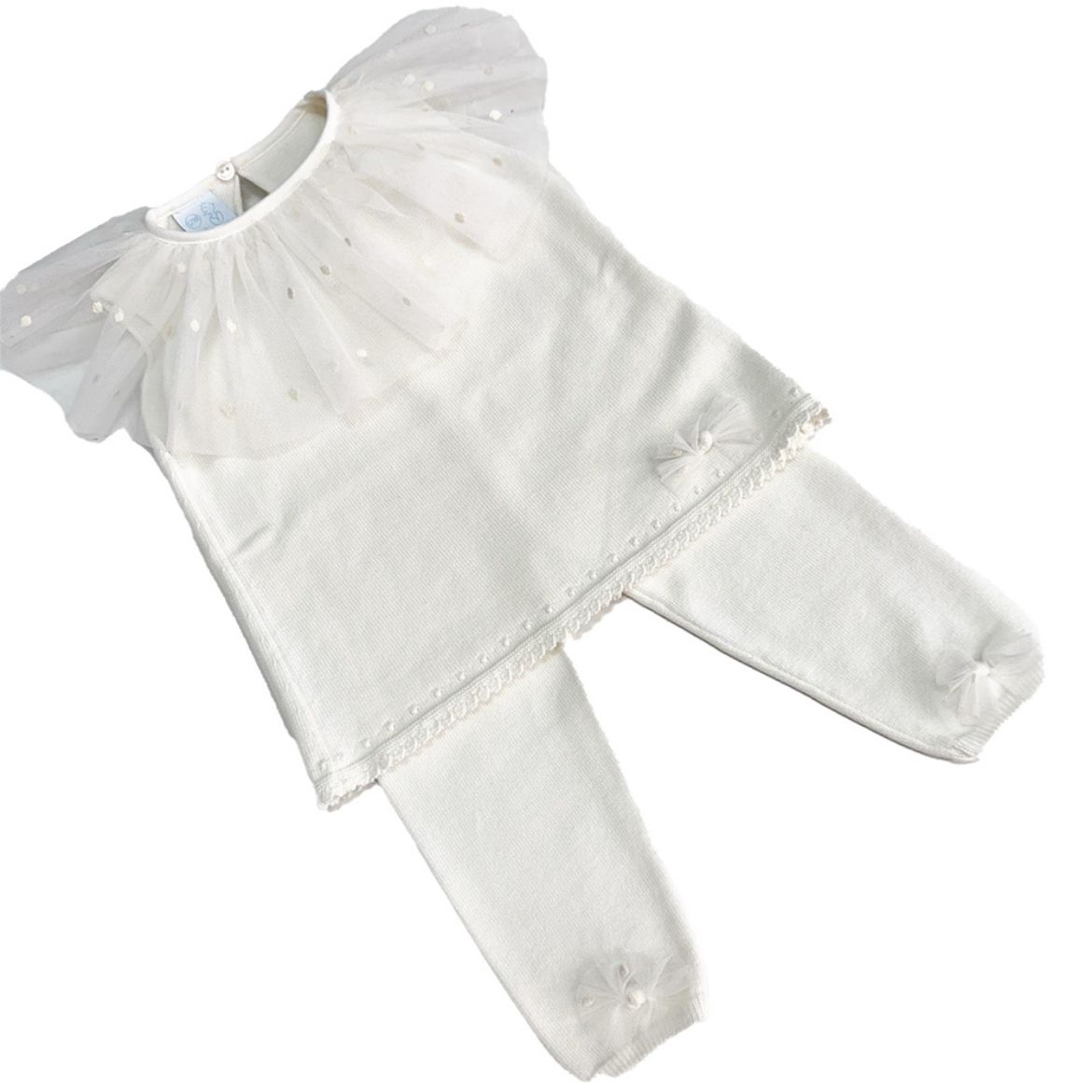 Picture of Granlei Girls Cream Knitted Tulle Tracksuit