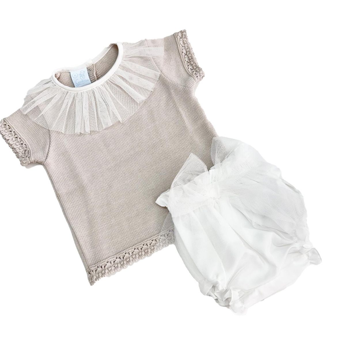 Picture of Granlei Girls Beige Knitted Top & Knicker Set