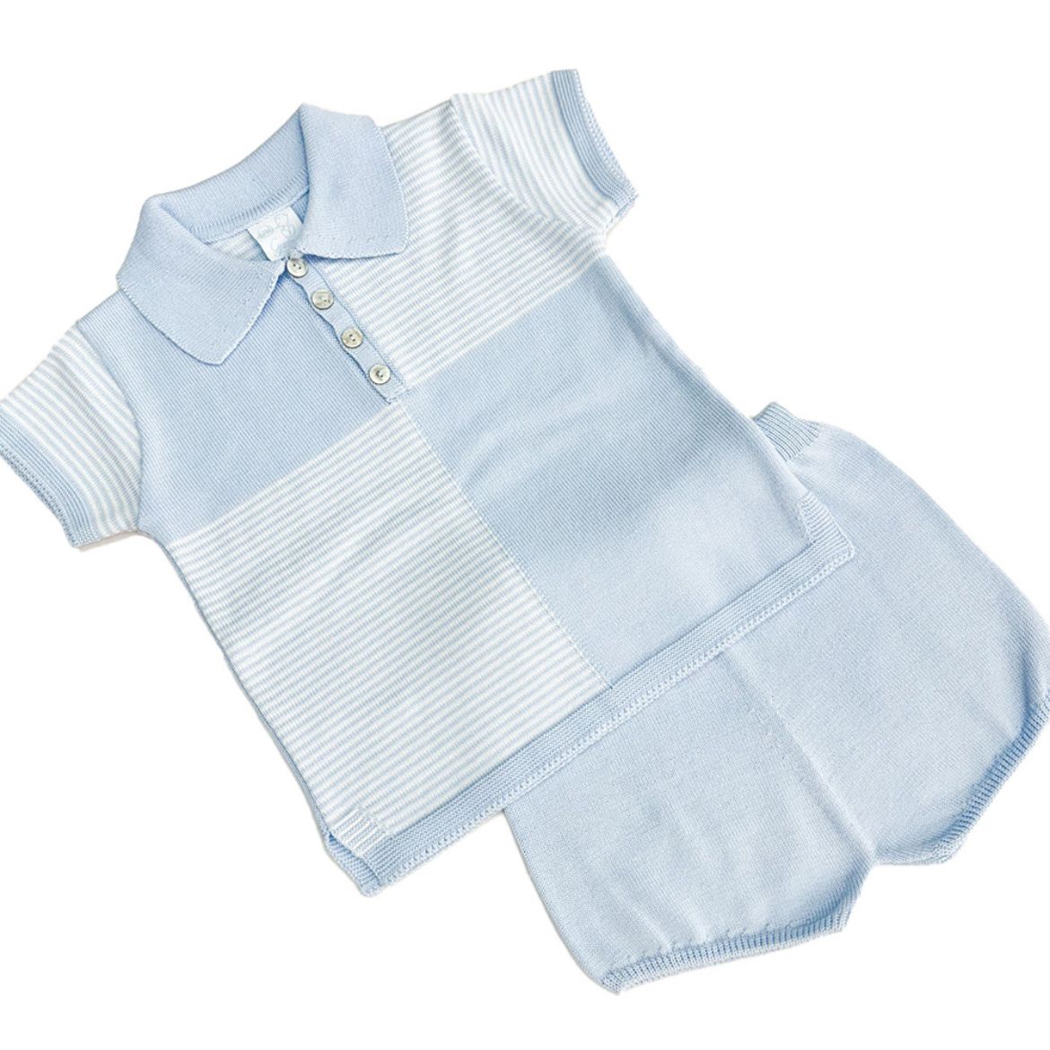 Picture of Granlei Boys Blue Striped Knitted Short Set