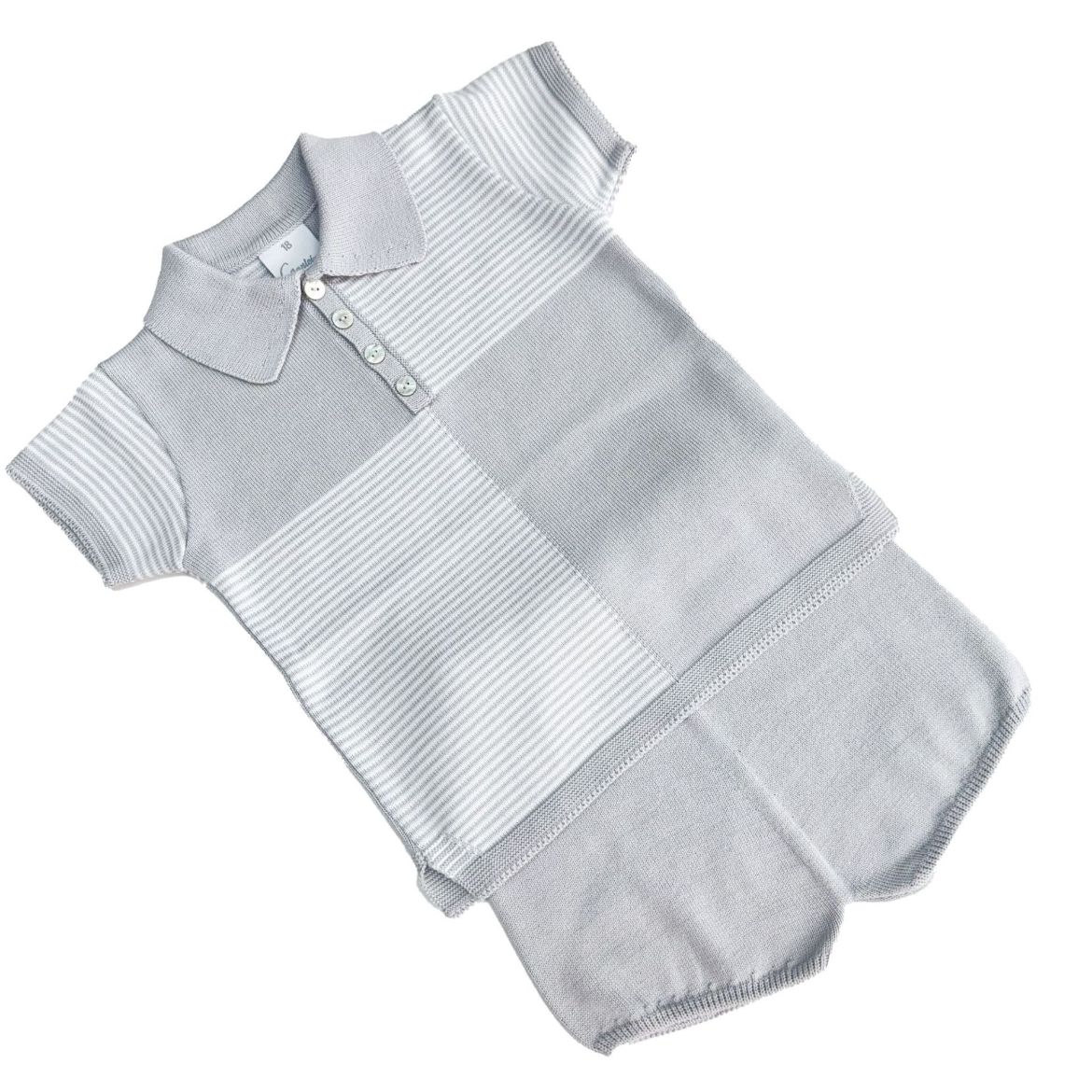 Picture of Granlei Boys Grey Striped Knitted Short Set