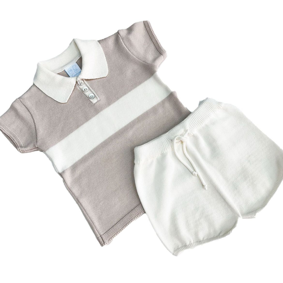 Picture of Granlei Boys Beige & Cream Knitted Short Set