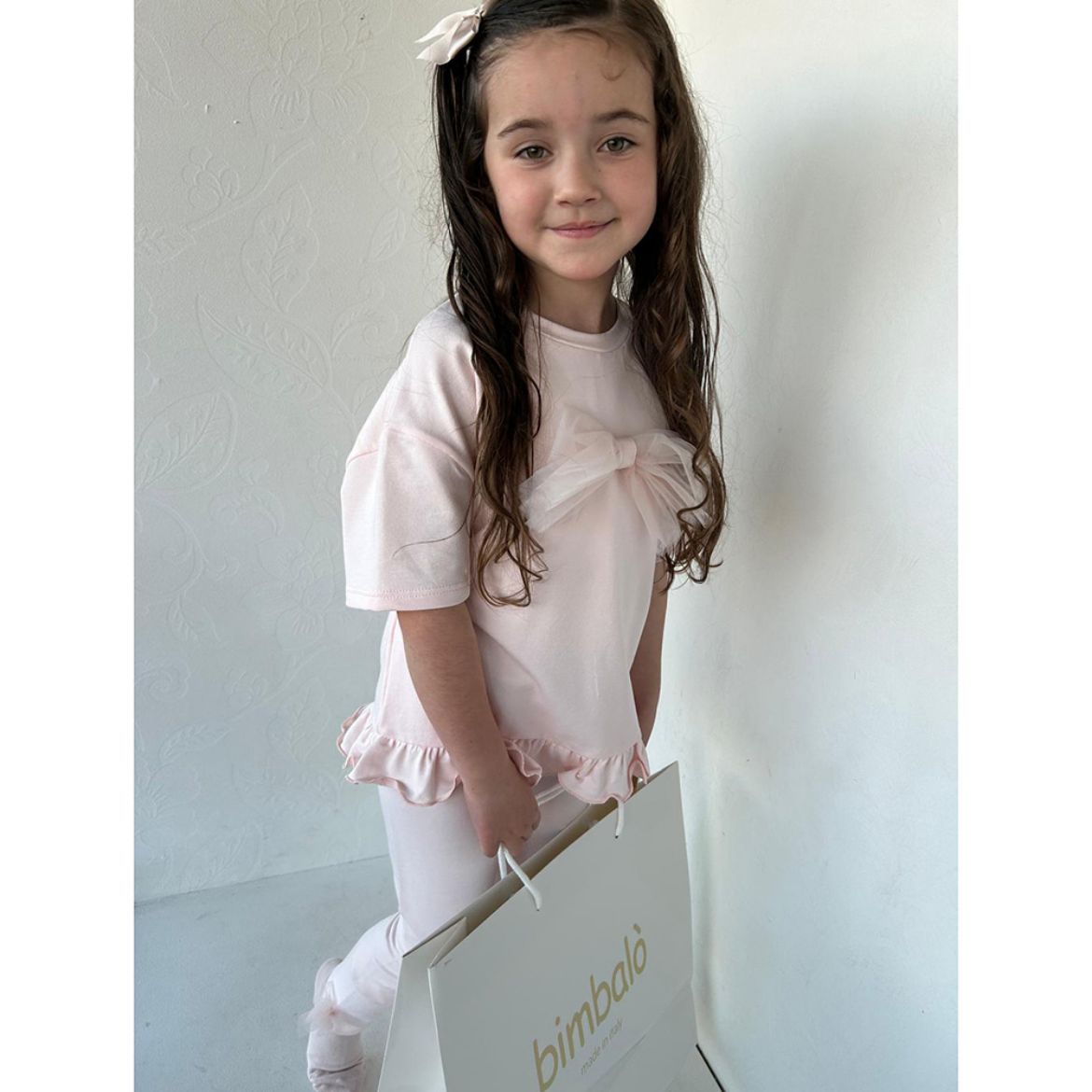 Picture of Bimbalo Girls Pink Bow Leggings Set