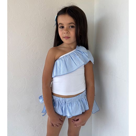 Picture of Phi Blue Stripe Top with Knicker Set