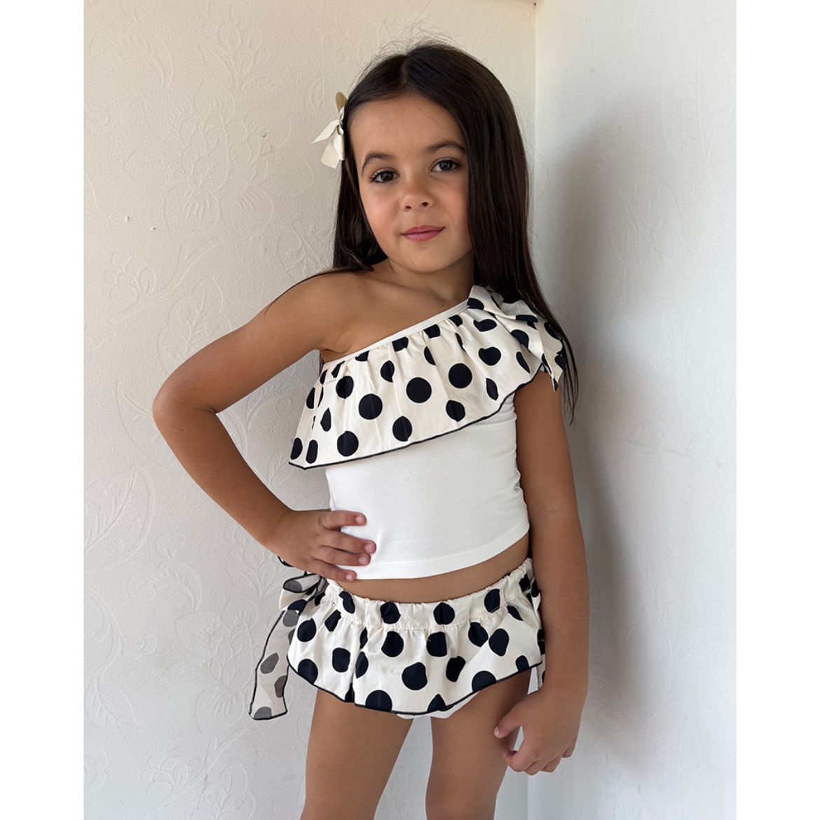 Picture of Phi Spotty Black & White Top & Knicker Set